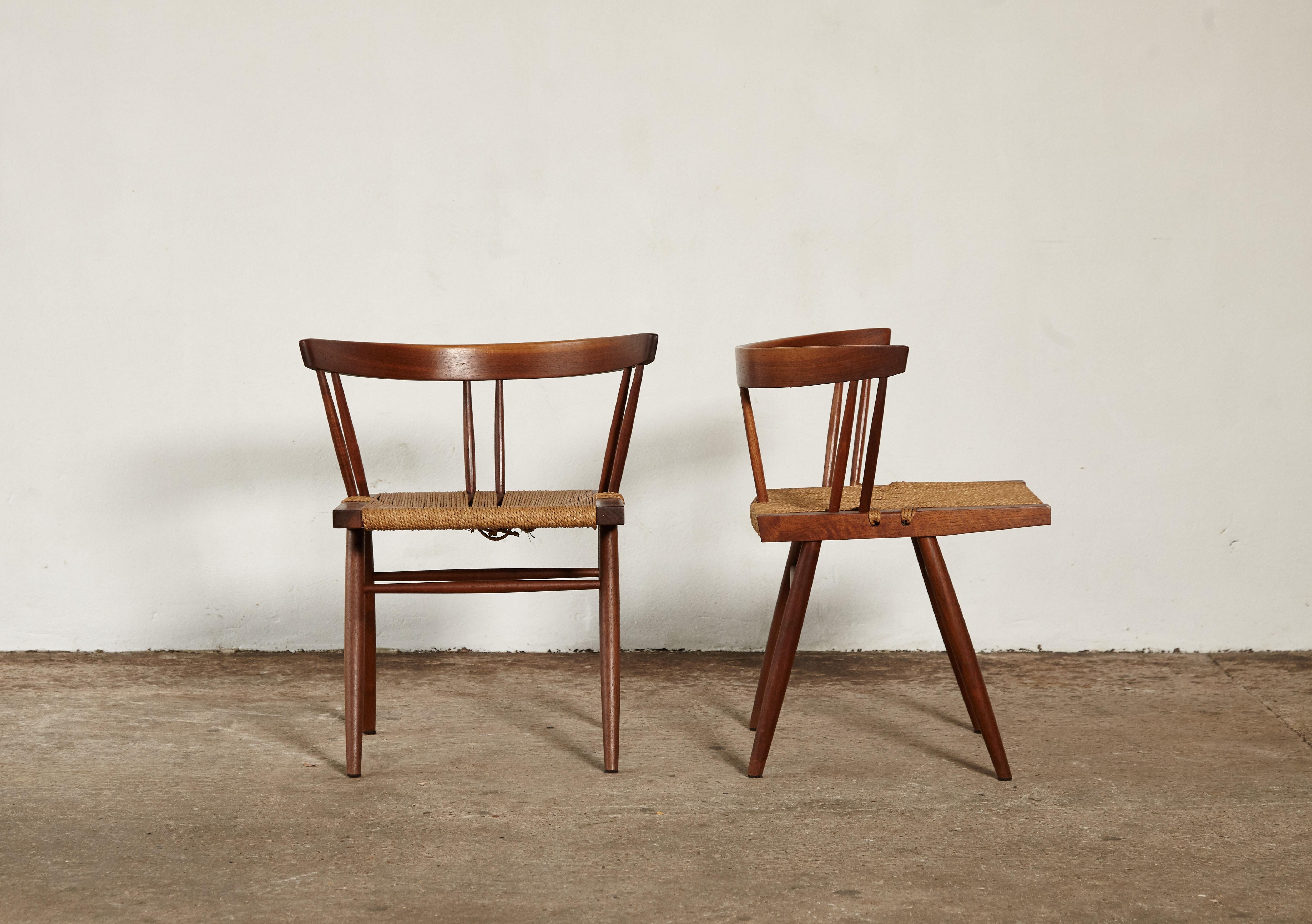 Set of Six George Nakashima Grass Seat Chairs, USA, 1950s-1960s In Good Condition In London, GB