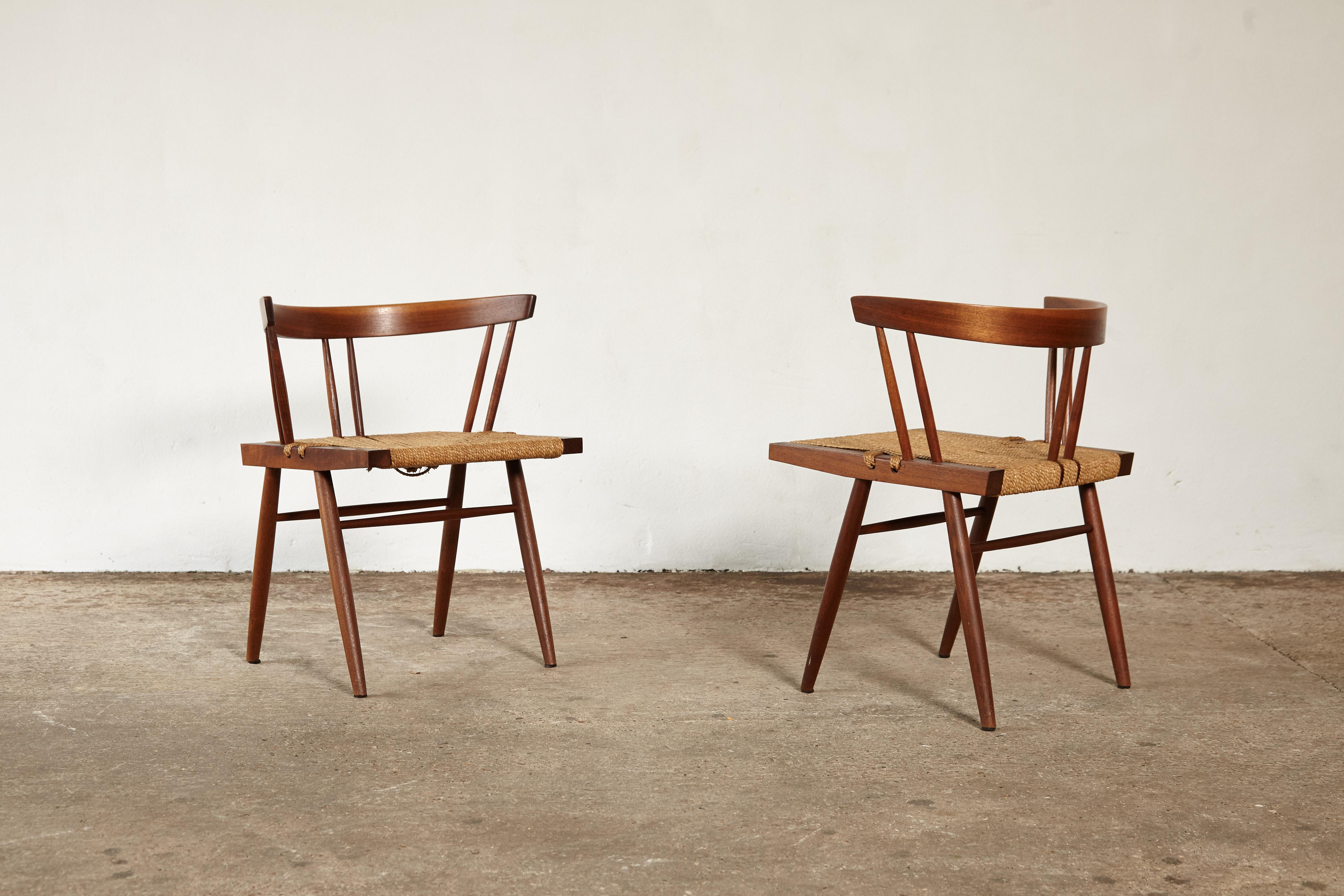 20th Century Set of Six George Nakashima Grass Seat Chairs, USA, 1950s-1960s