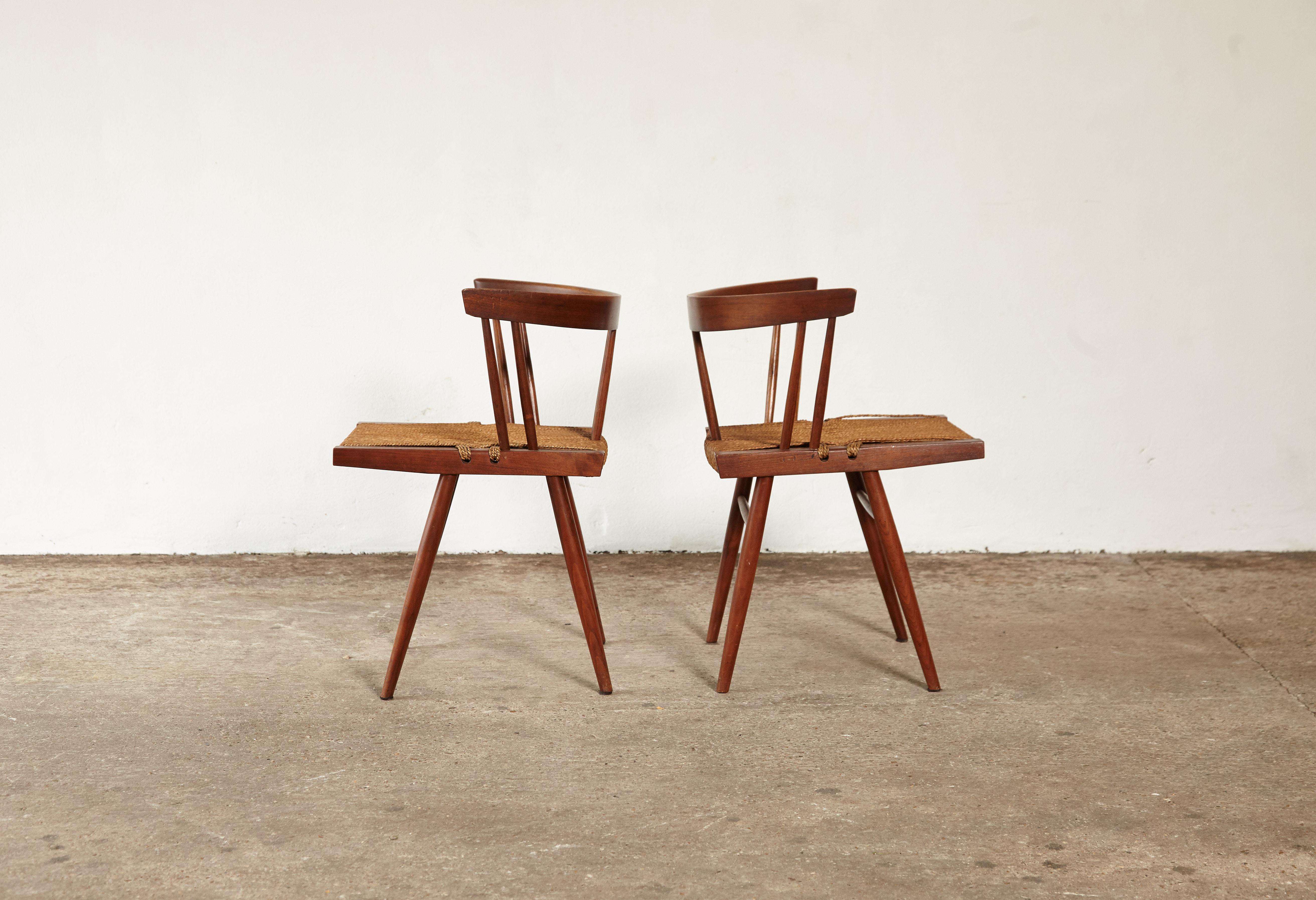 Set of Six George Nakashima Grass Seat Chairs, USA, 1950s-1960s 2