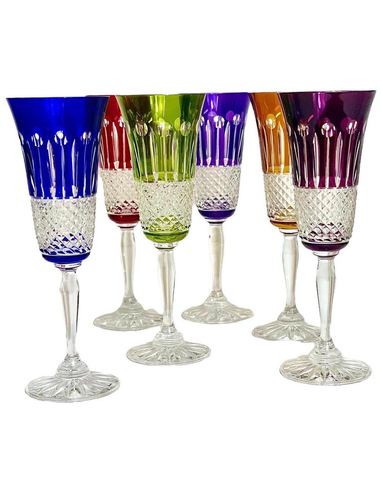 Set of Six Saint Louis 'Tommy' Crystal Champagne Flutes at 1stDibs |  champagner tommy, tommy saint, saint louis champagne glasses