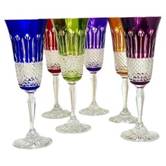 Set of Six Saint Louis 'Tommy' Crystal Champagne Flutes