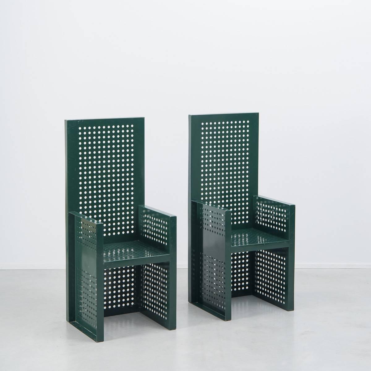 Green Perforated Metal Chair 2