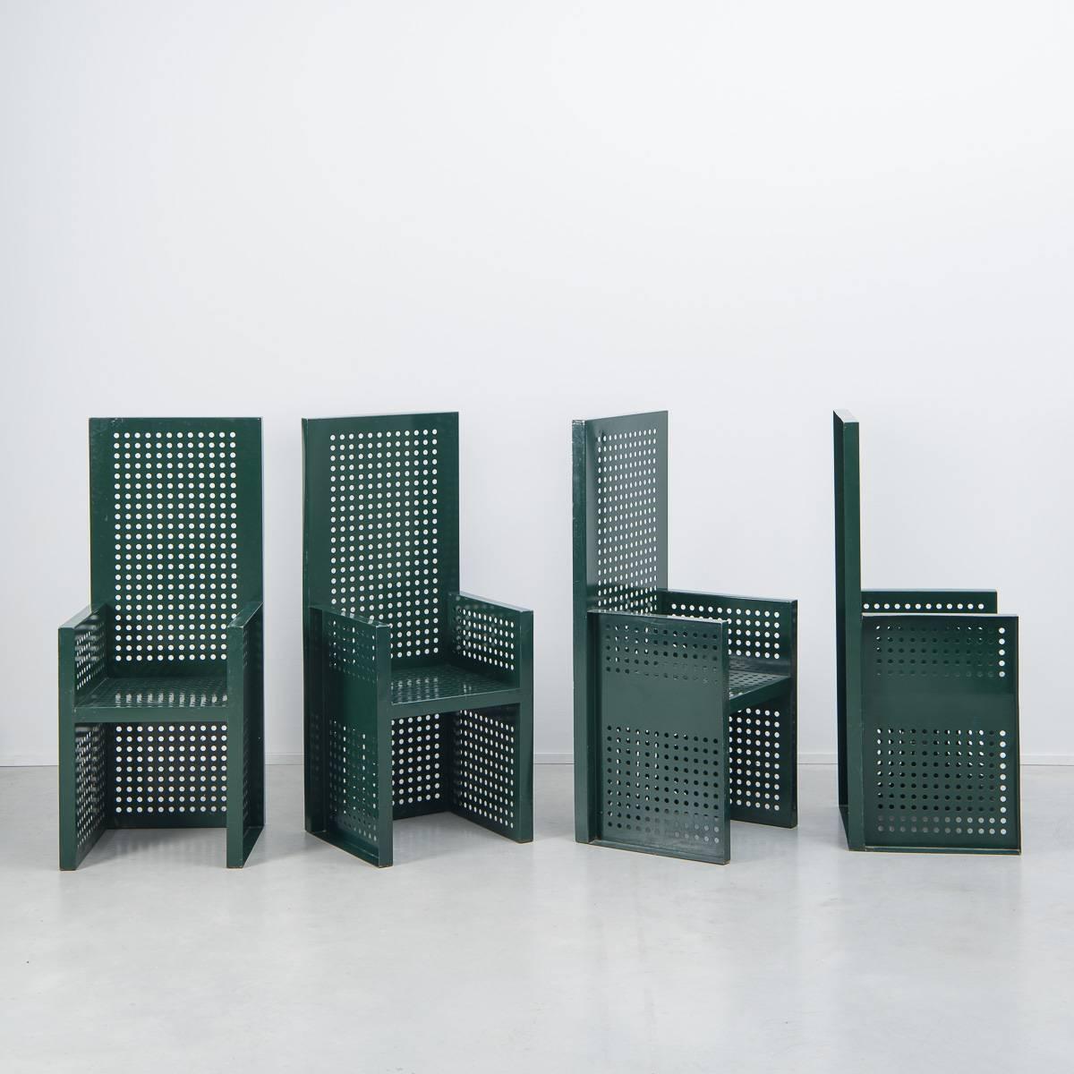Green Perforated Metal Chair 3