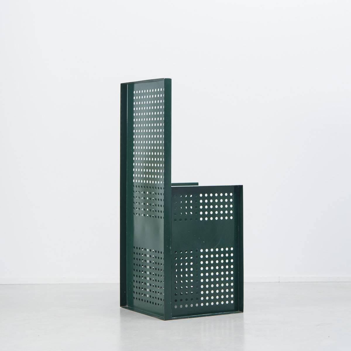 Mid-Century Modern Green Perforated Metal Chair