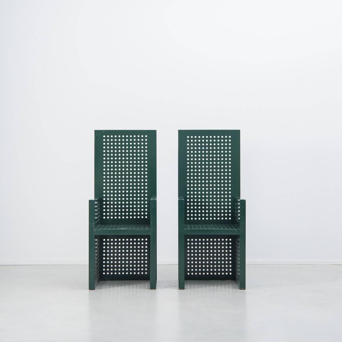 Green Perforated Metal Chair In Fair Condition In London, GB