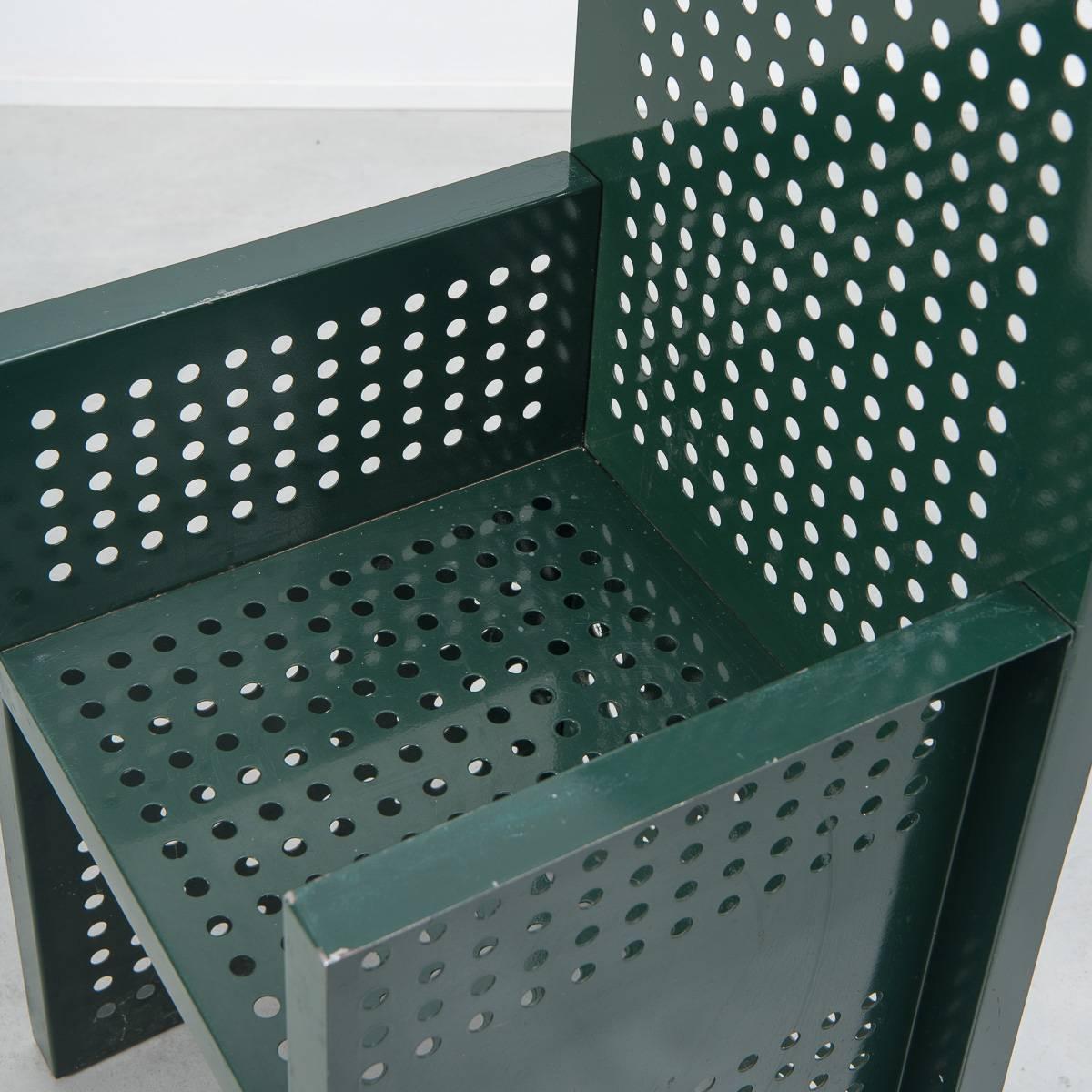 Green Perforated Metal Chair 1