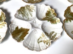 Set of Six Hand Painted T V Limoges Oyster Plates, Circa 1900