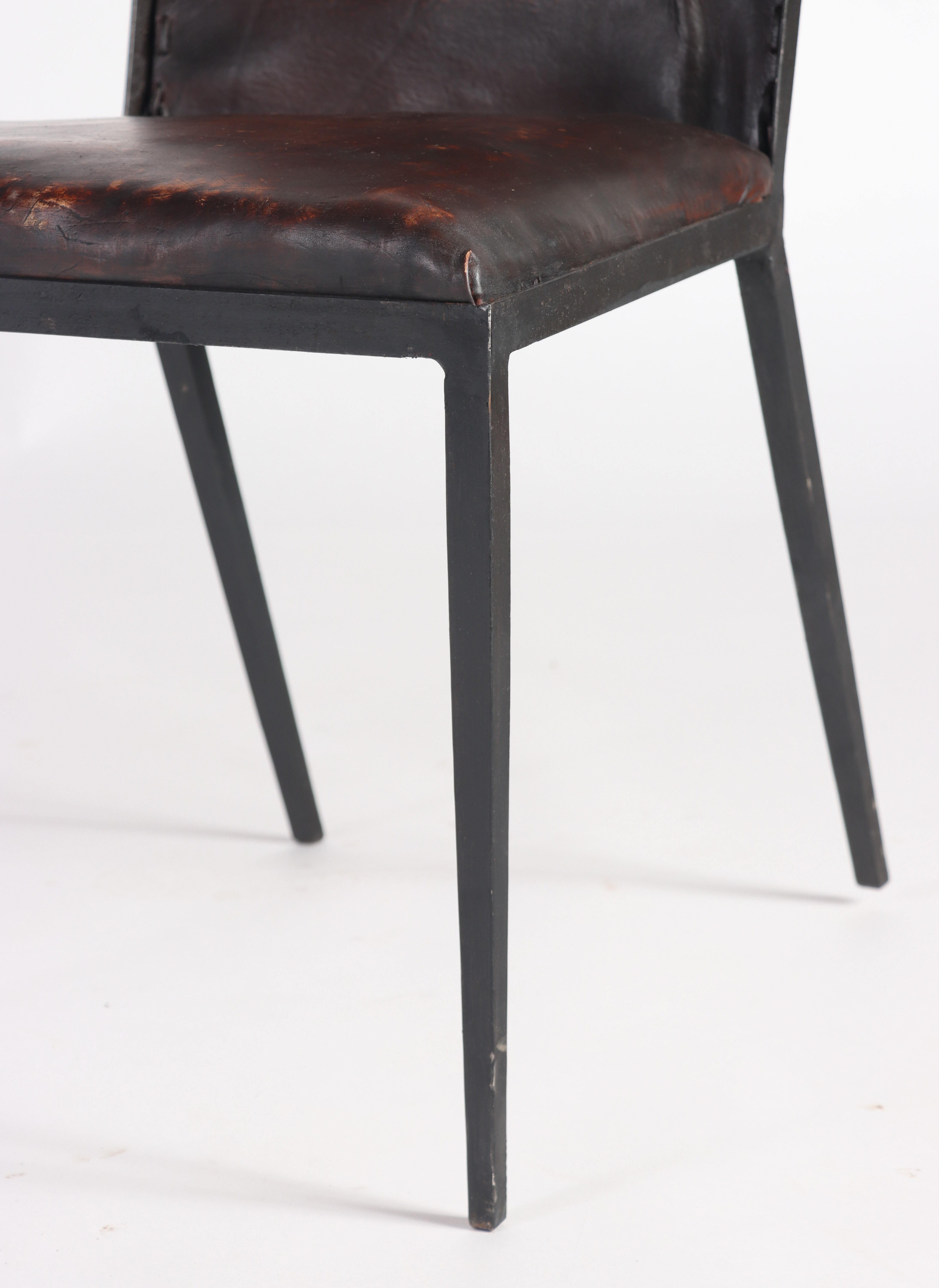 leather and iron dining chairs