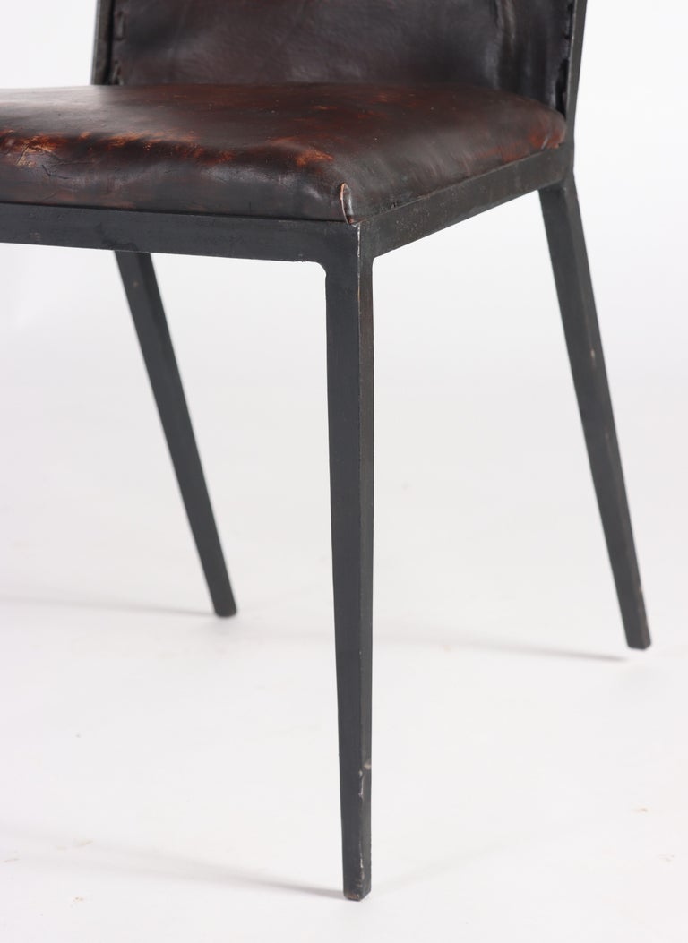 Set of Six Iron and Leather Dining Chairs, Contemporary For Sale at 1stDibs