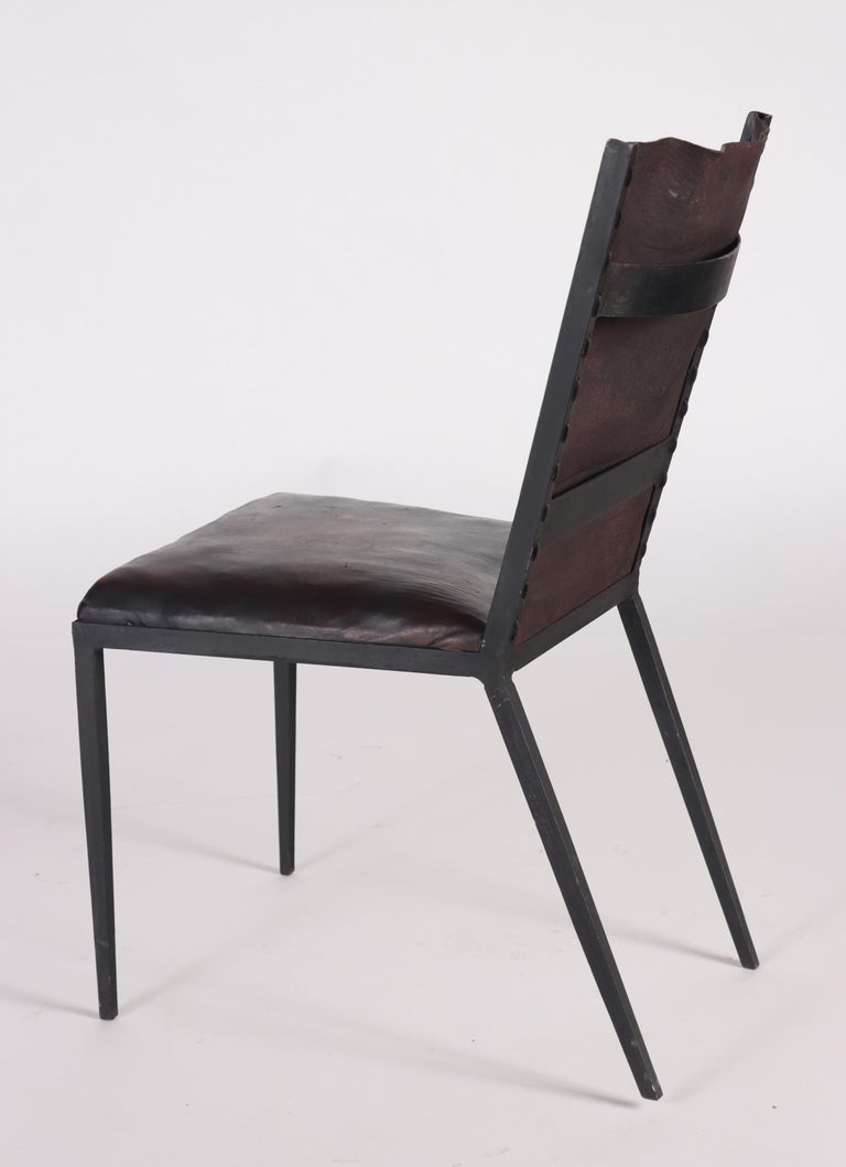 Set of Six Iron and Leather Dining Chairs, Contemporary For Sale at 1stDibs