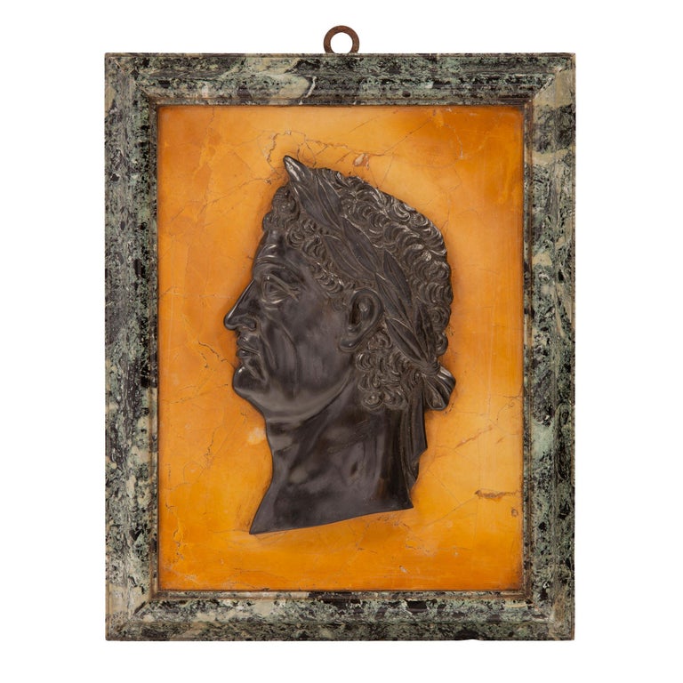 Set of Six Italian 19th Century Marble Wall Plaques of Roman Emperors