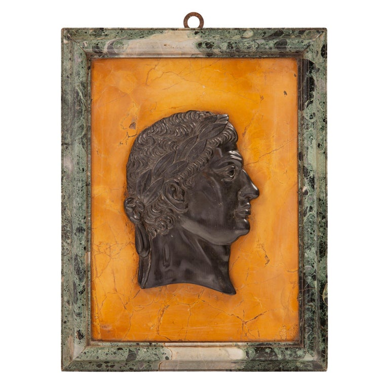 Set of Six Italian 19th Century Marble Wall Plaques of Roman Emperors