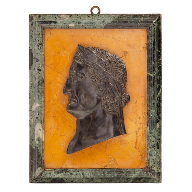 Set of Six Italian 19th Century Marble Wall Plaques of Roman Emperors