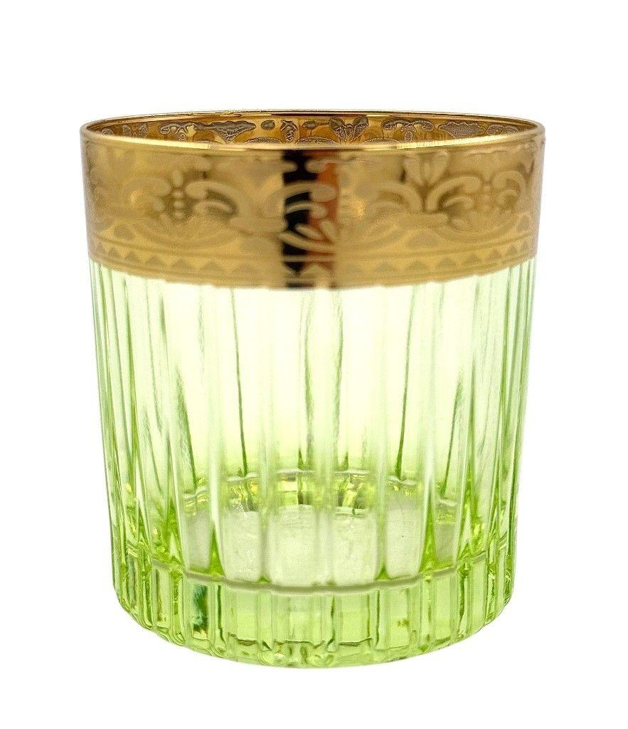 Un ensemble de six gobelets italiens en cristal vert Artemisia avec décorations en or 24 ct. en vente 11