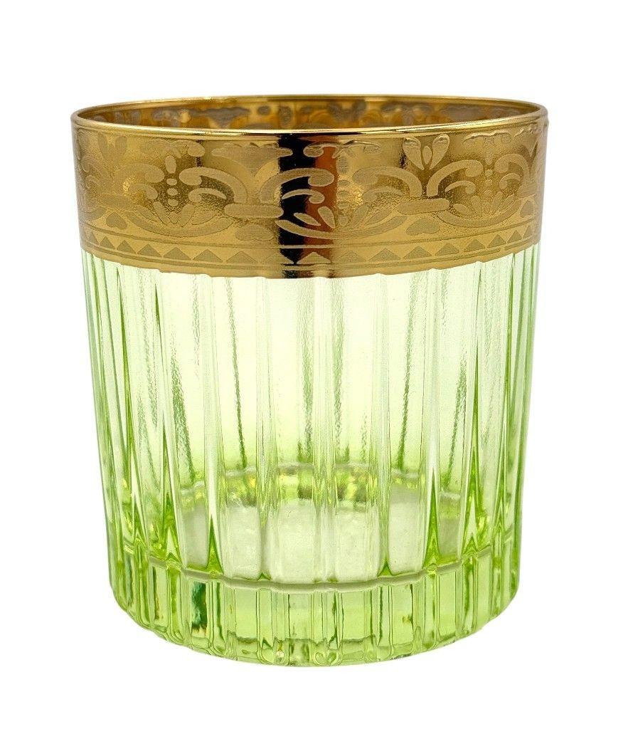 Un ensemble de six gobelets italiens en cristal vert Artemisia avec décorations en or 24 ct. en vente 13