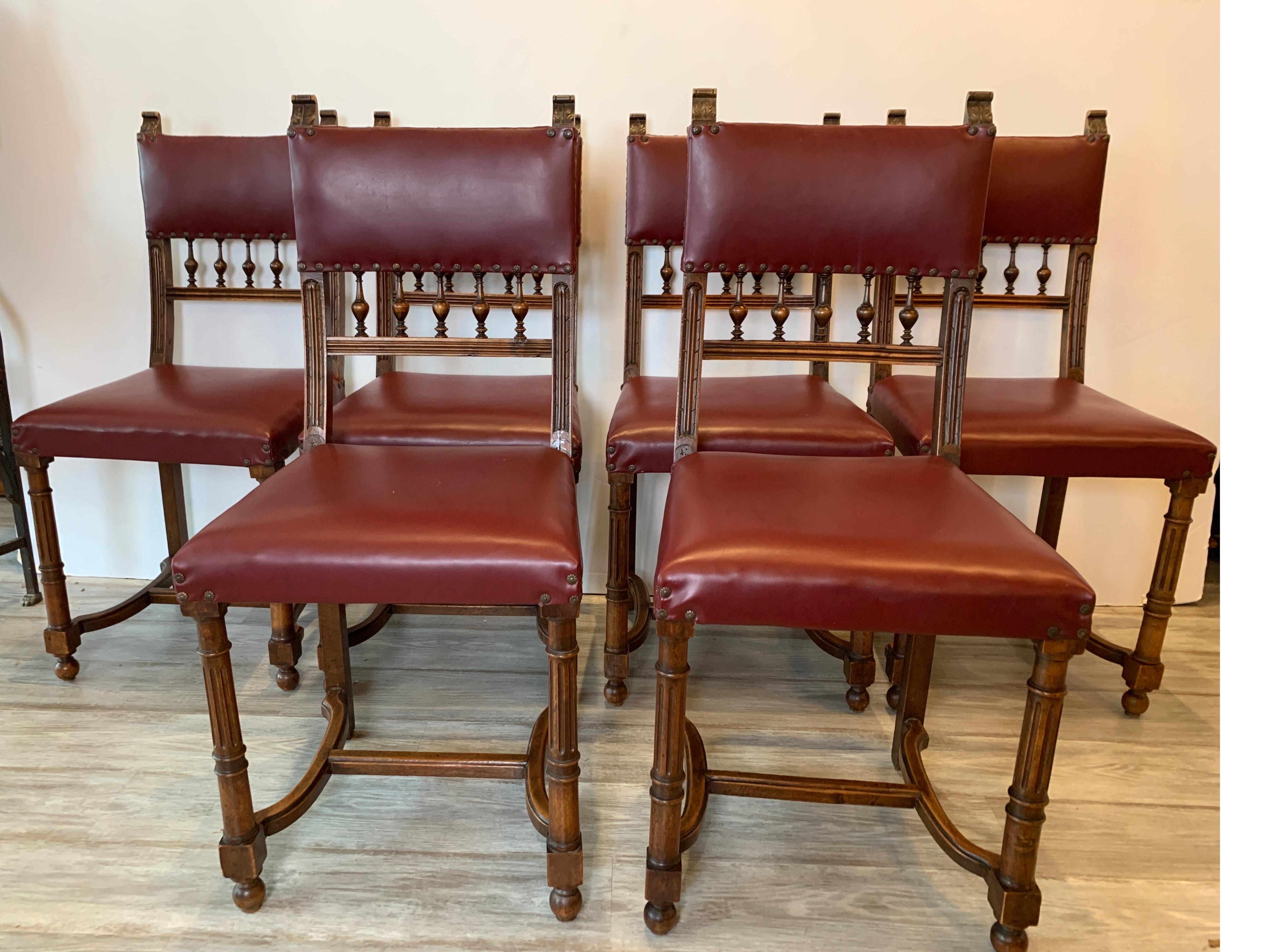 American Set of Six Jacobean Style Dinning Chairs