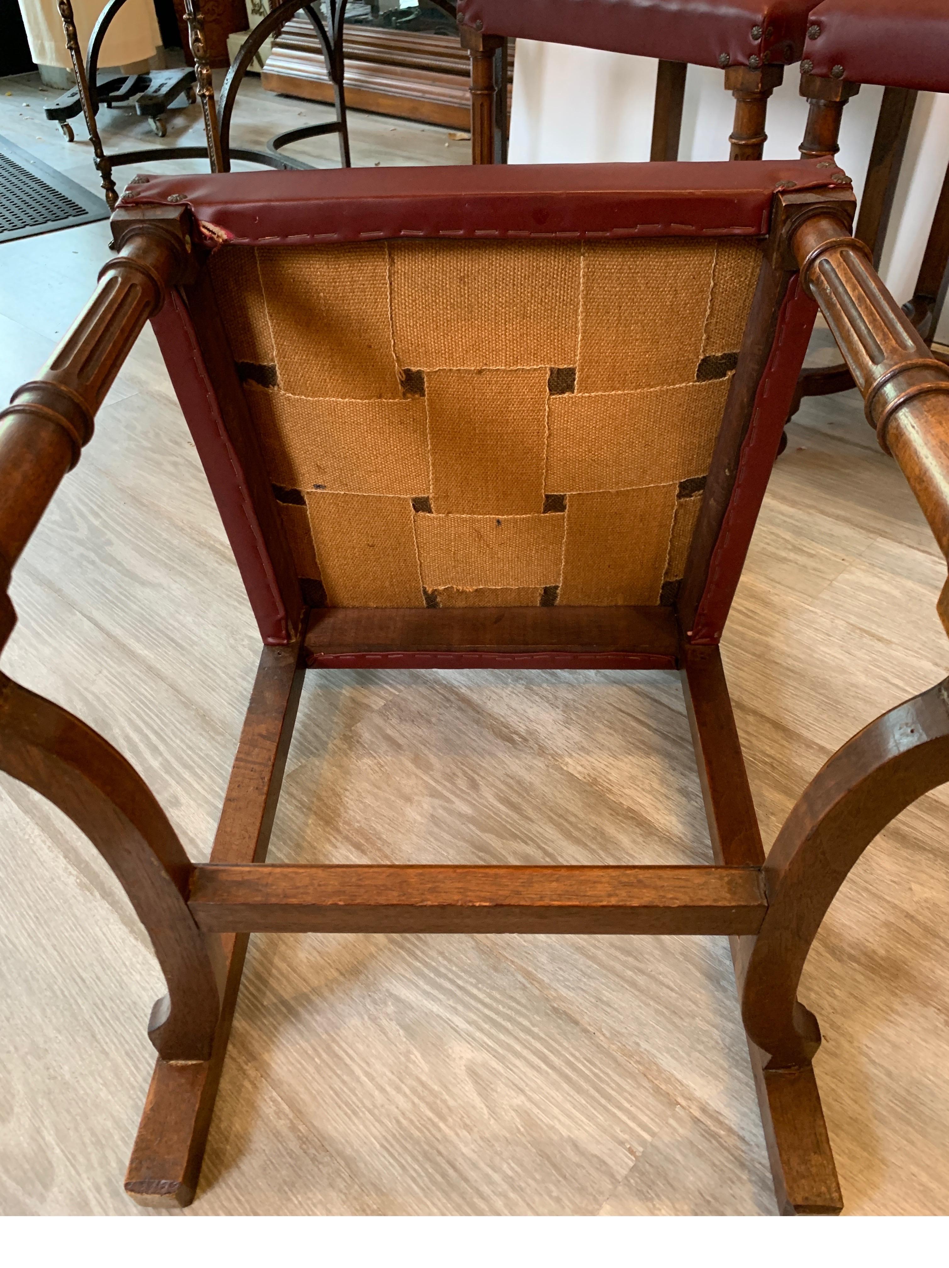 Walnut Set of Six Jacobean Style Dinning Chairs