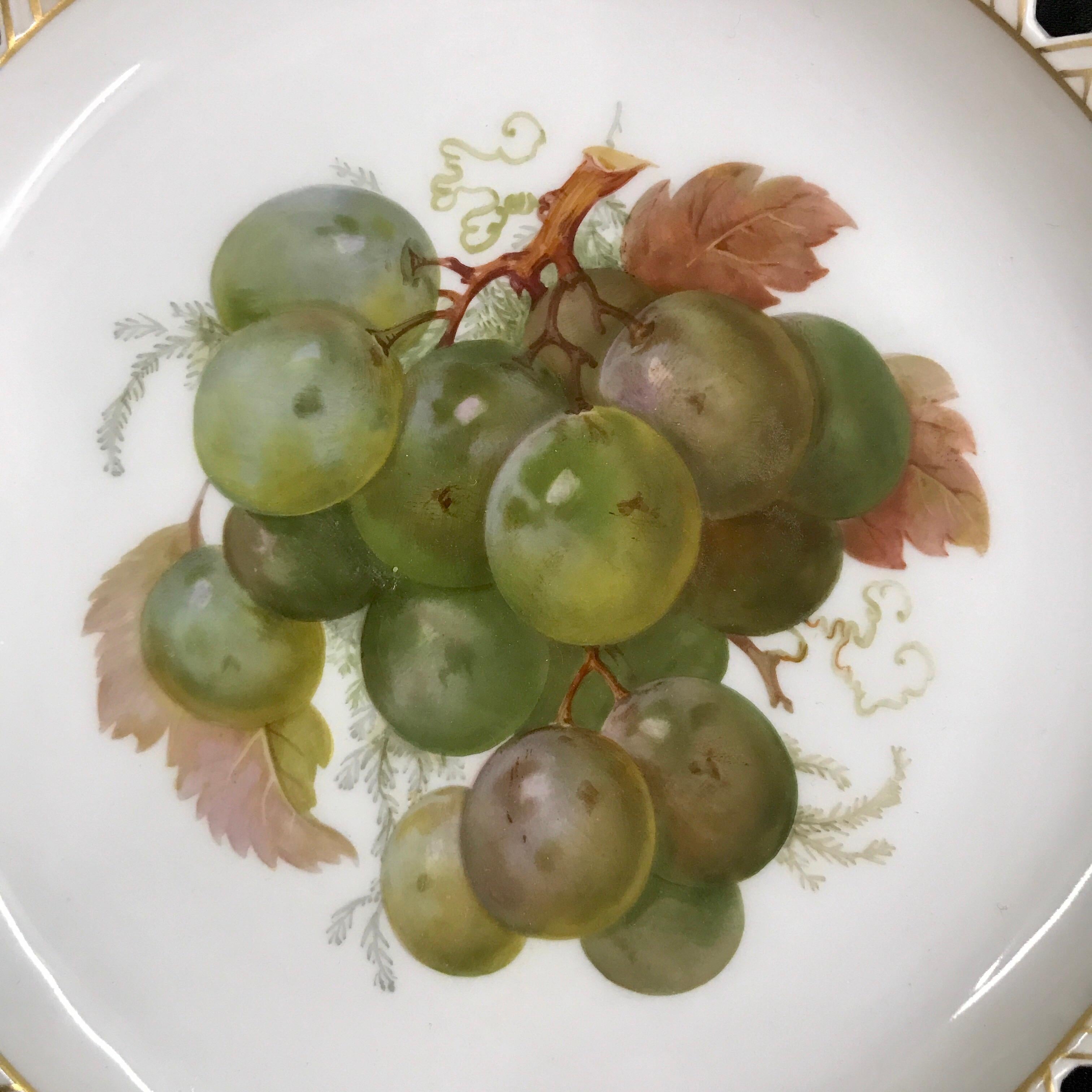 Set of Six KPM Fruit Reticulated Plates For Sale 2