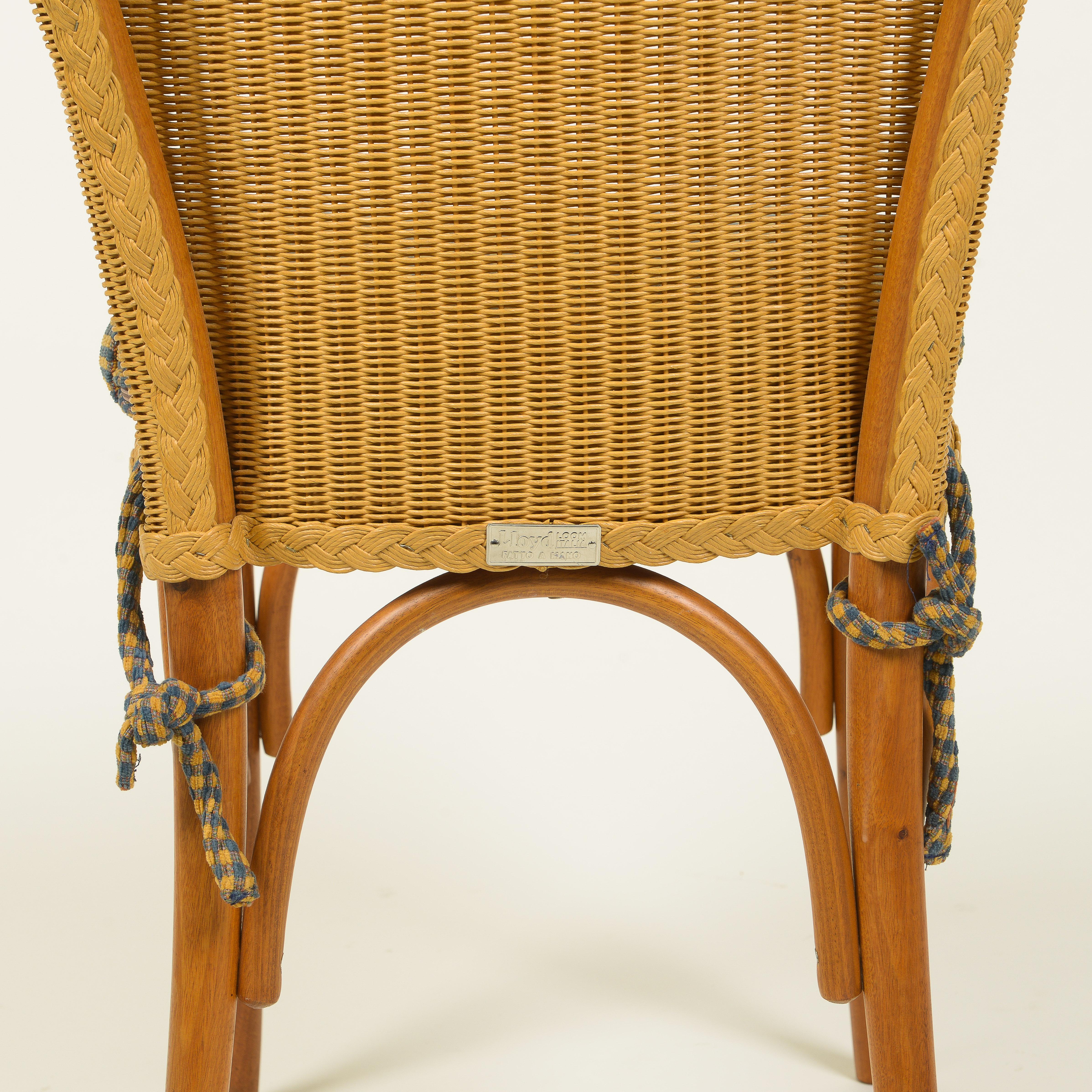 A Set of Six Lloyd Loom Wicker Dining Chairs For Sale 3