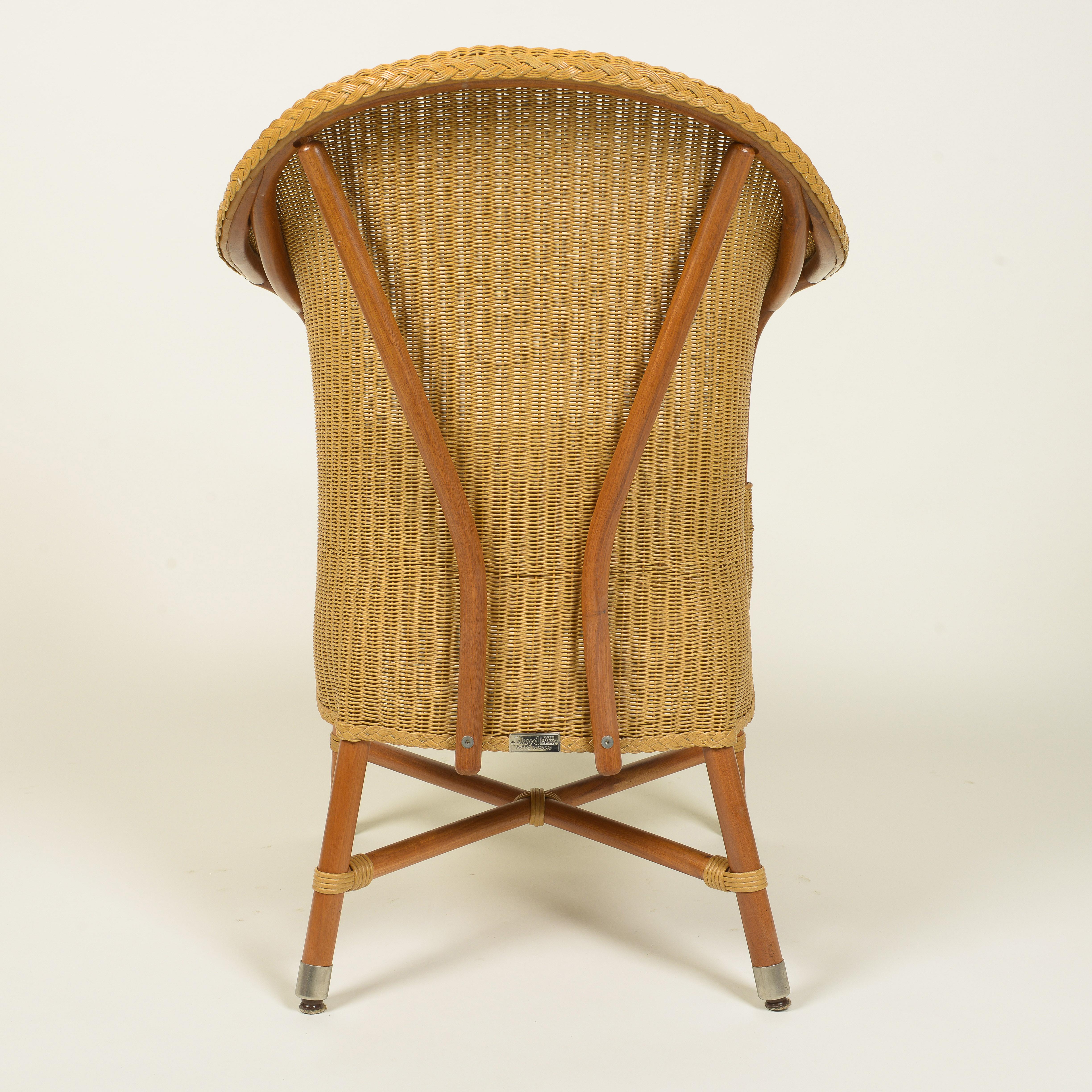 Hand-Crafted A Set of Six Lloyd Loom Wicker Dining Chairs For Sale
