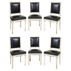 A Set of Six Louis XVI Style White-Painted Dining Chairs