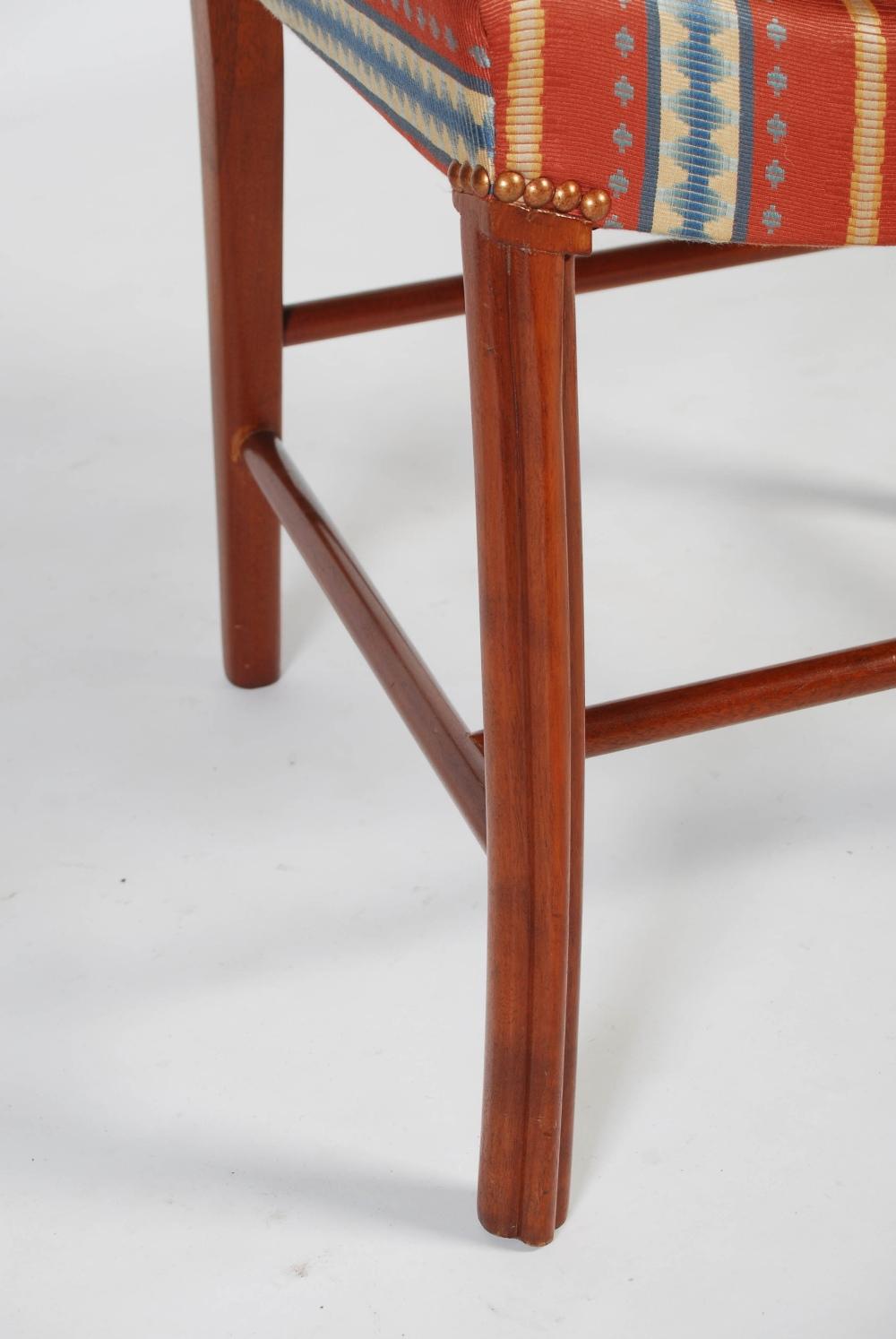 20th Century Set of Six Mahogany Cockpen Dining Chairs with Upholstered Seats