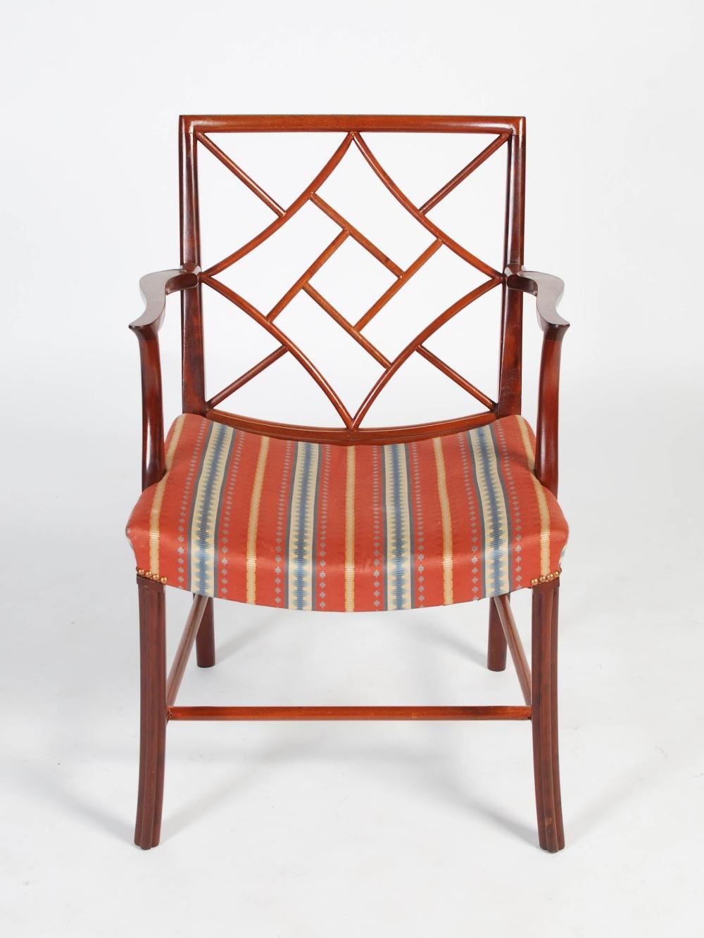 Set of Six Mahogany Cockpen Dining Chairs with Upholstered Seats 3