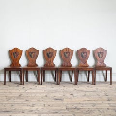 Set of Six Mahogany Shield Back Hall Chairs