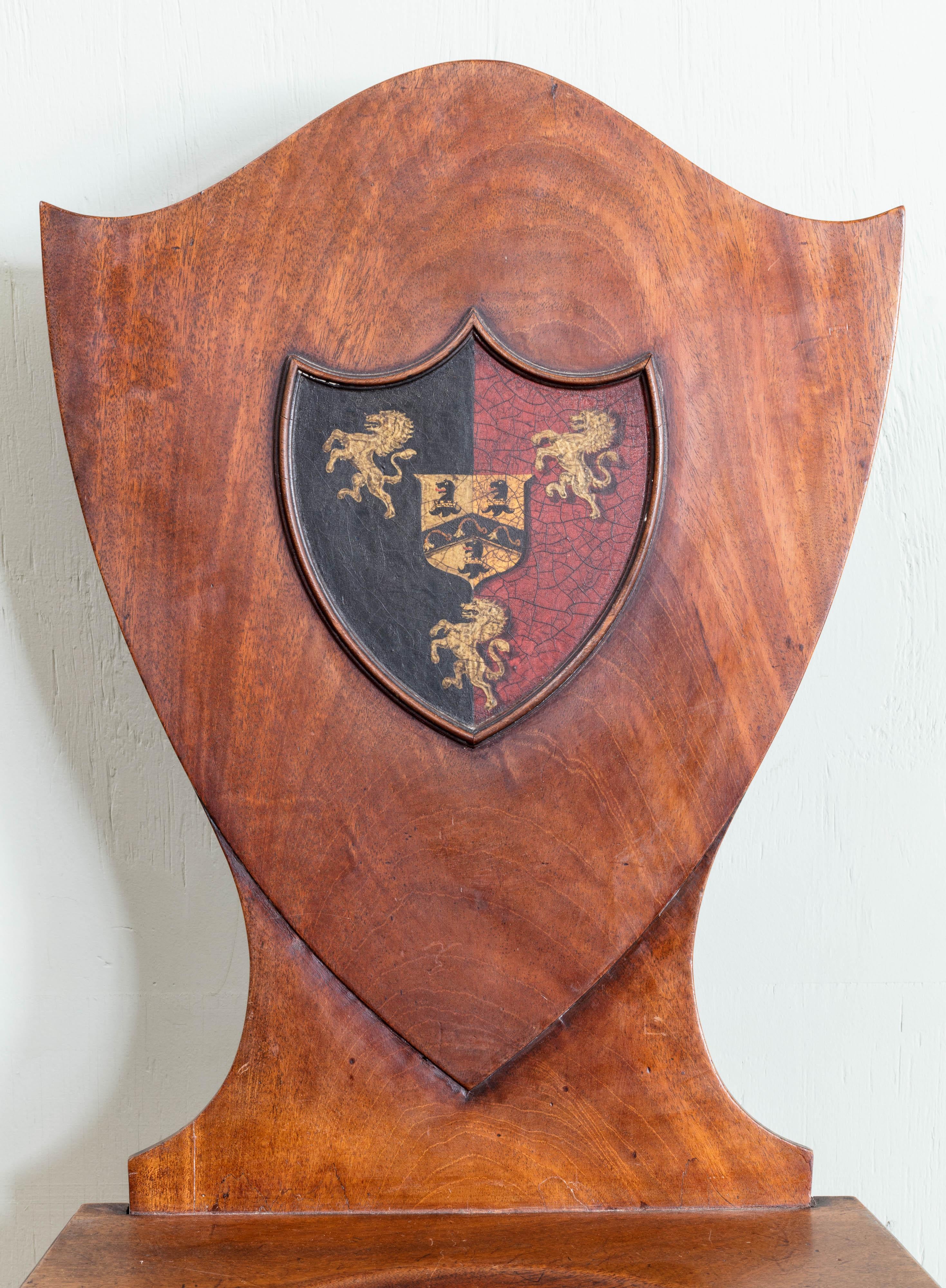 British Set of Six Mahogany Shield Back Hall Chairs For Sale