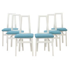Set of Six Mid Century Italian White Lacquer Finish Dining Chairs, circa 1960