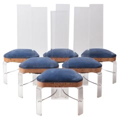 Retro Set of Six Mid-Century Modern Lucite Chairs