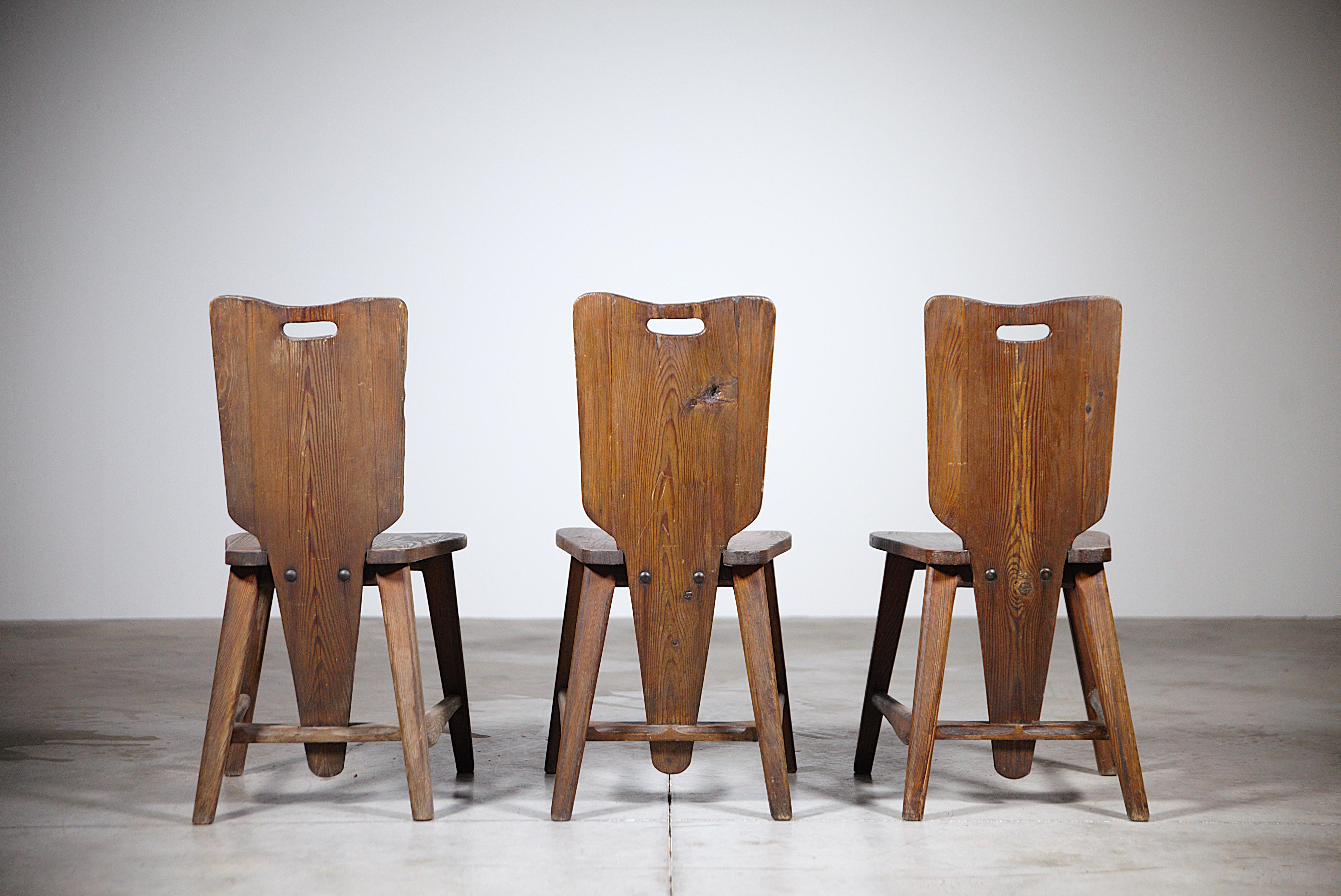 Mid-20th Century A Set of Six Mountain Chairs by Clément Goyeneche France 1950s For Sale