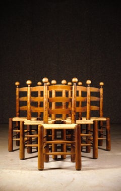 A Set of Six Mountain Dining Chairs France 1970s