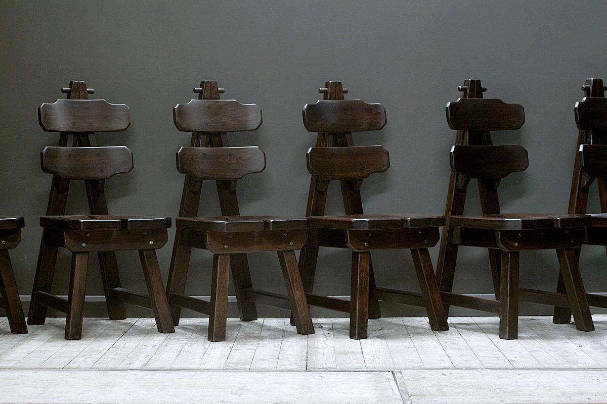 Set of Six, Oak, Brutalist Chairs In Good Condition In Chesham, GB
