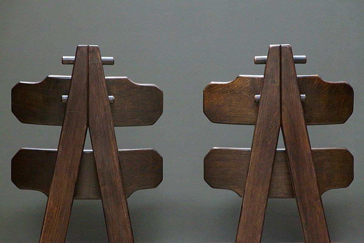 Set of Six, Oak, Brutalist Chairs 3