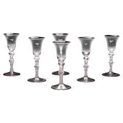 A Set Of Six Opaque Twist Wine Glasses