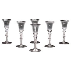 Antique A Set Of Six Opaque Twist Wine Glasses 