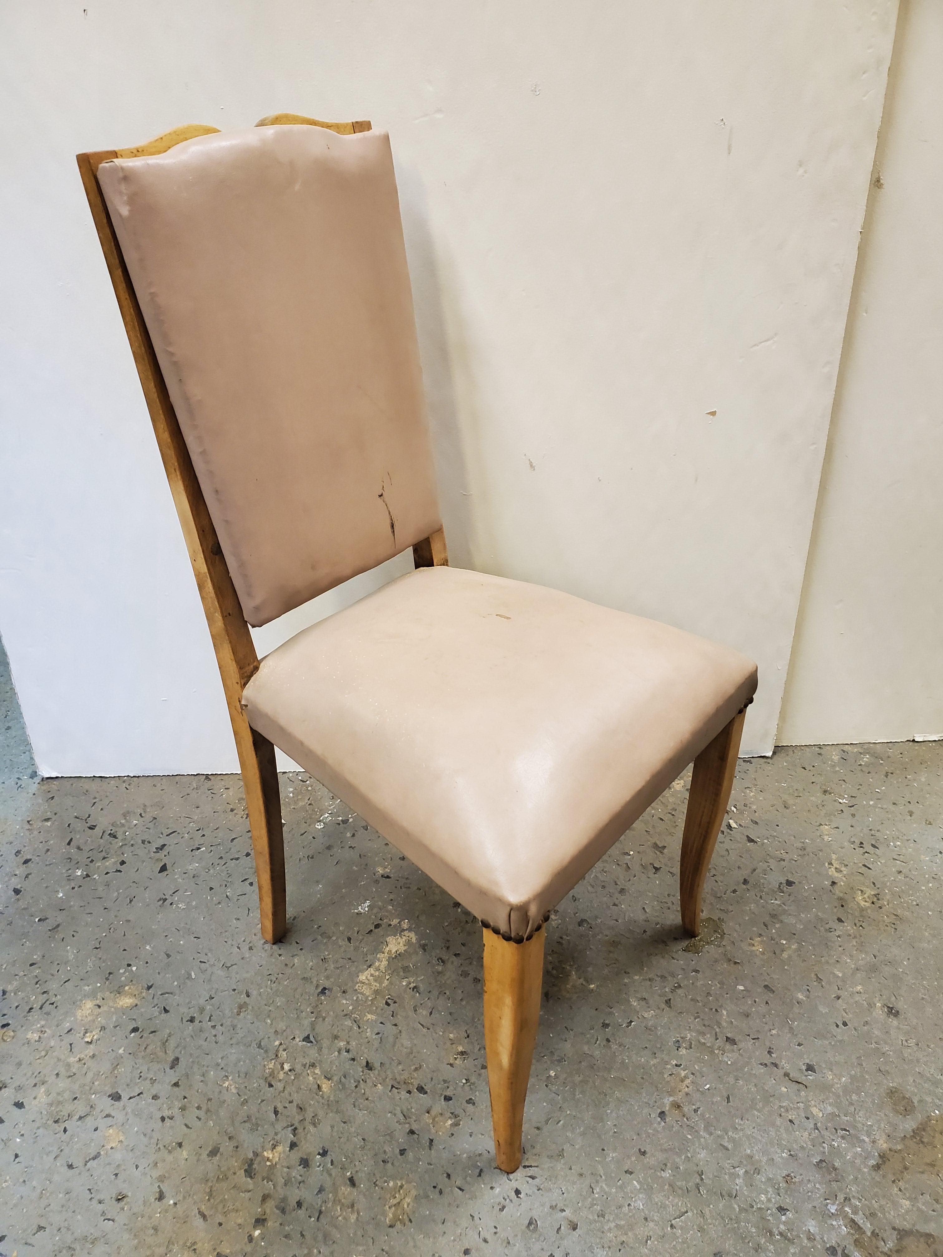 Art Deco Set of Six Original French 1940's Dining Chairs
