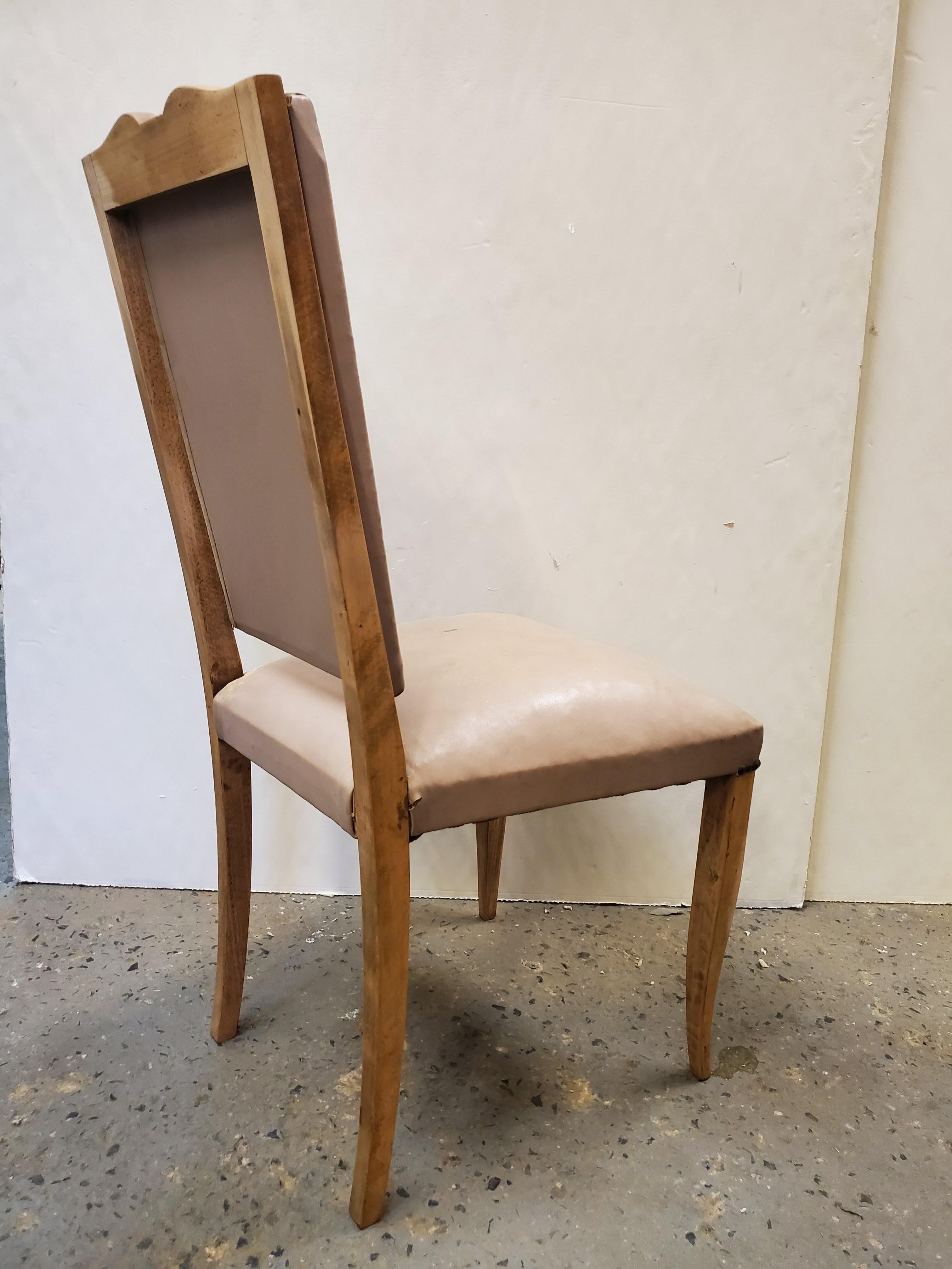 Set of Six Original French 1940's Dining Chairs In Fair Condition In New York City, NY
