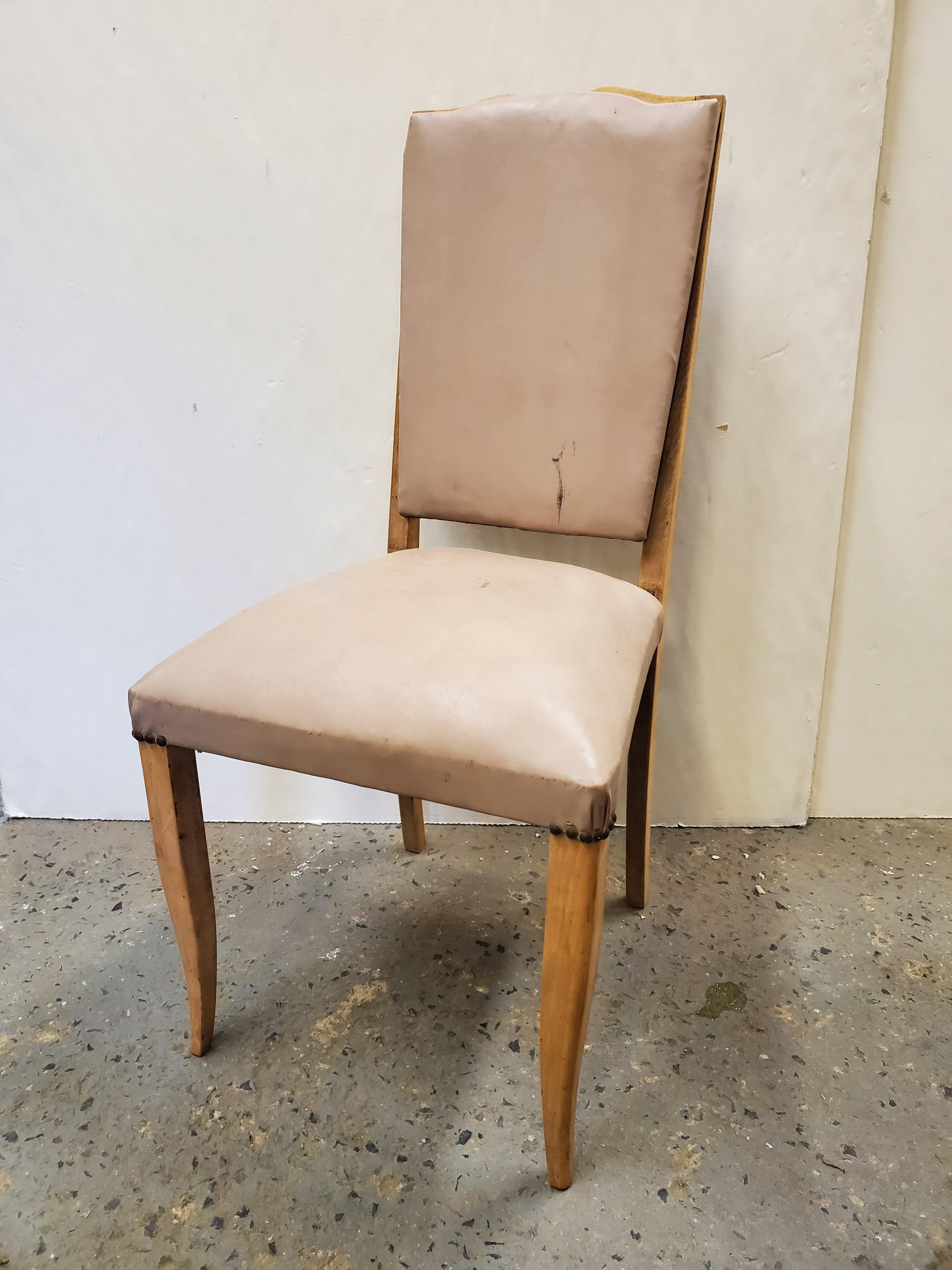 Set of Six Original French 1940's Dining Chairs 1