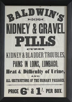 Set of Six Original Victorian 'Baldwin's Pills' Vintage Framed Posters C.1890