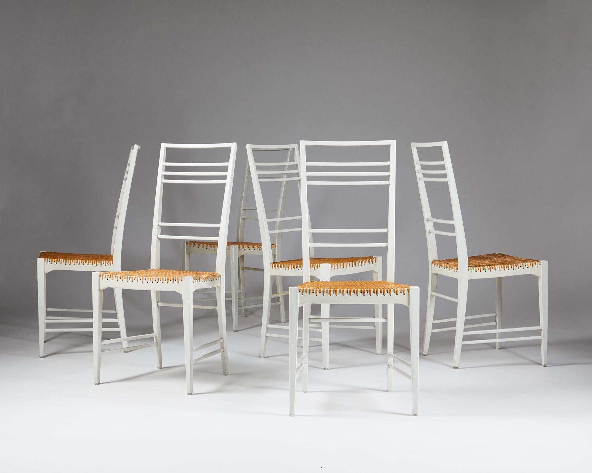 Mid-Century Modern Set of Six, “Poem” Chairs Designed by Erik Chambert, Sweden, 1953