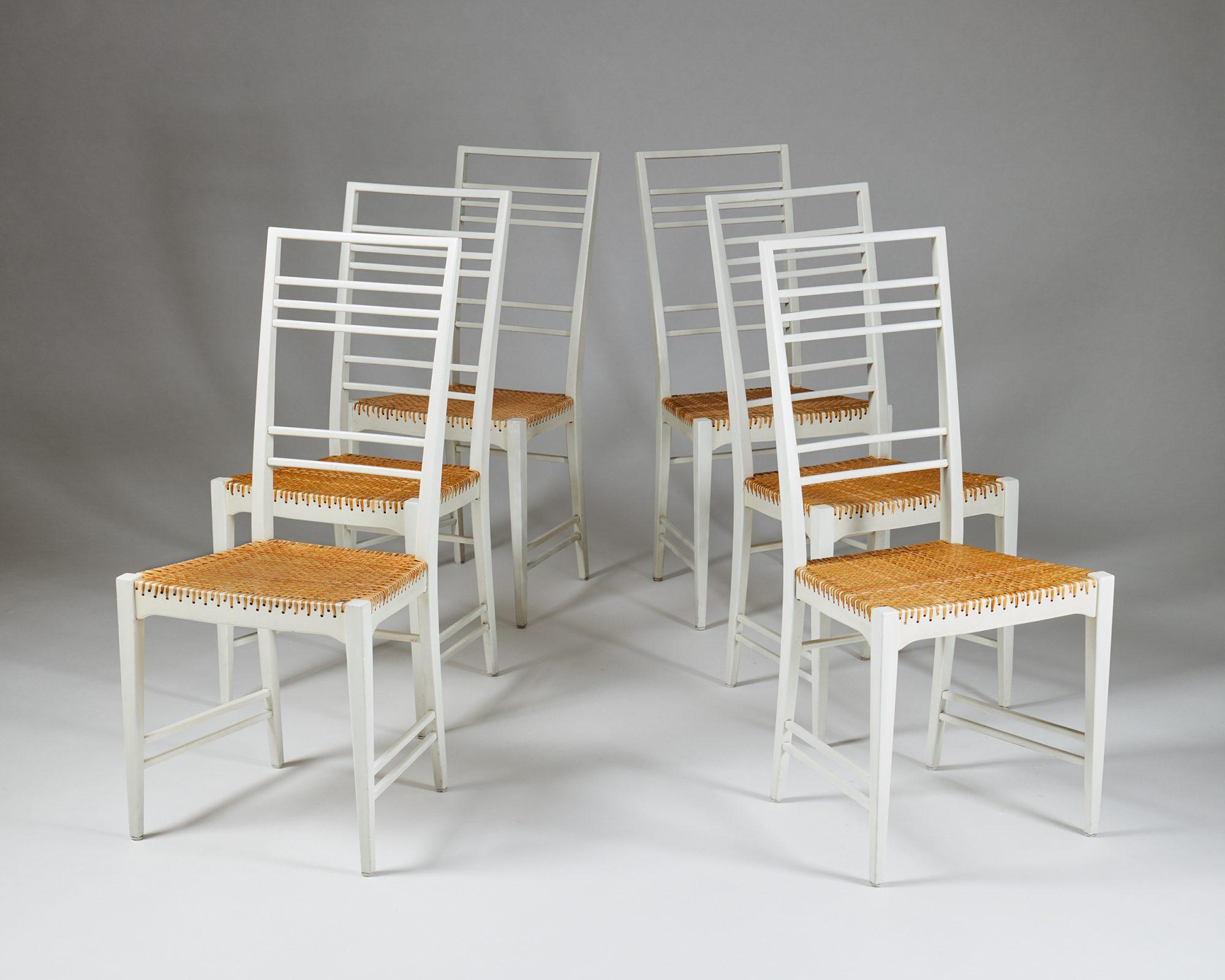 Swedish Set of Six, “Poem” Chairs Designed by Erik Chambert, Sweden, 1953
