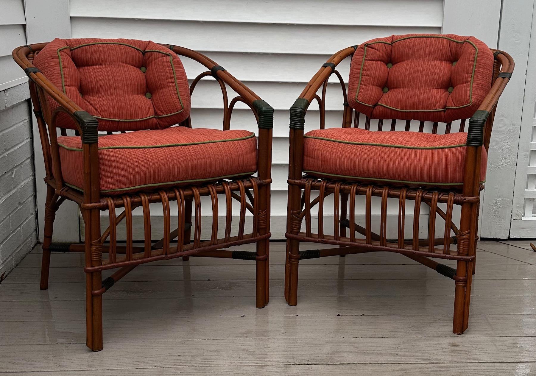 A set of Six Rattan / Bentwood Dining / Arm Chairs In Good Condition For Sale In Nashua, NH
