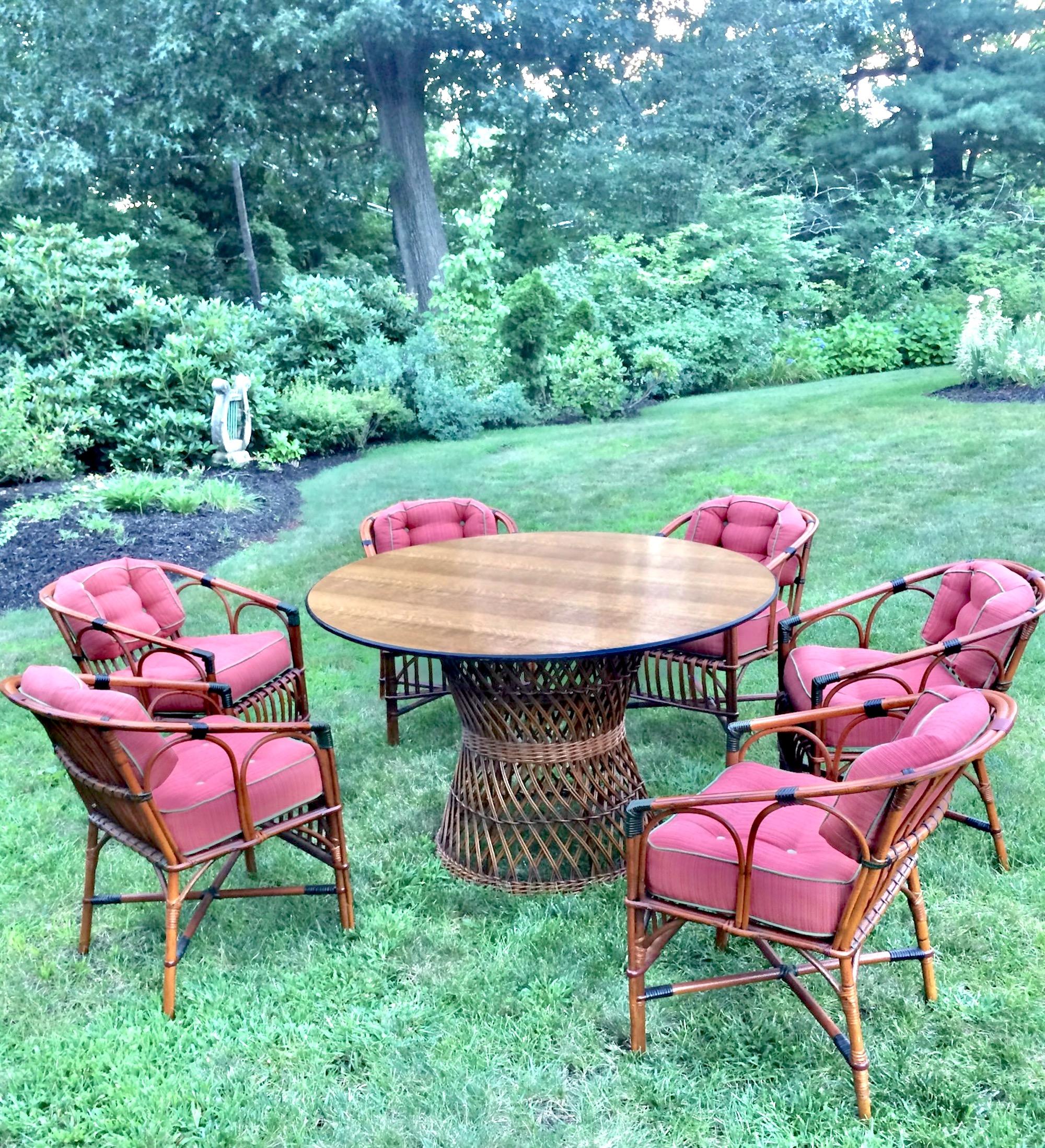 Mid-20th Century A set of Six Rattan / Bentwood Dining / Arm Chairs For Sale