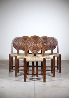 A Set of Six Regionalist Chairs by Benjamin Gomez France 1940s
