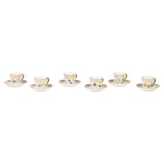 A Set of Six Royal Copenhagen Flora Danica Porcelain Coffee Cups and Saucers