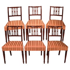 Set of Six Sheraton Period Single Mahogany Dining Chairs