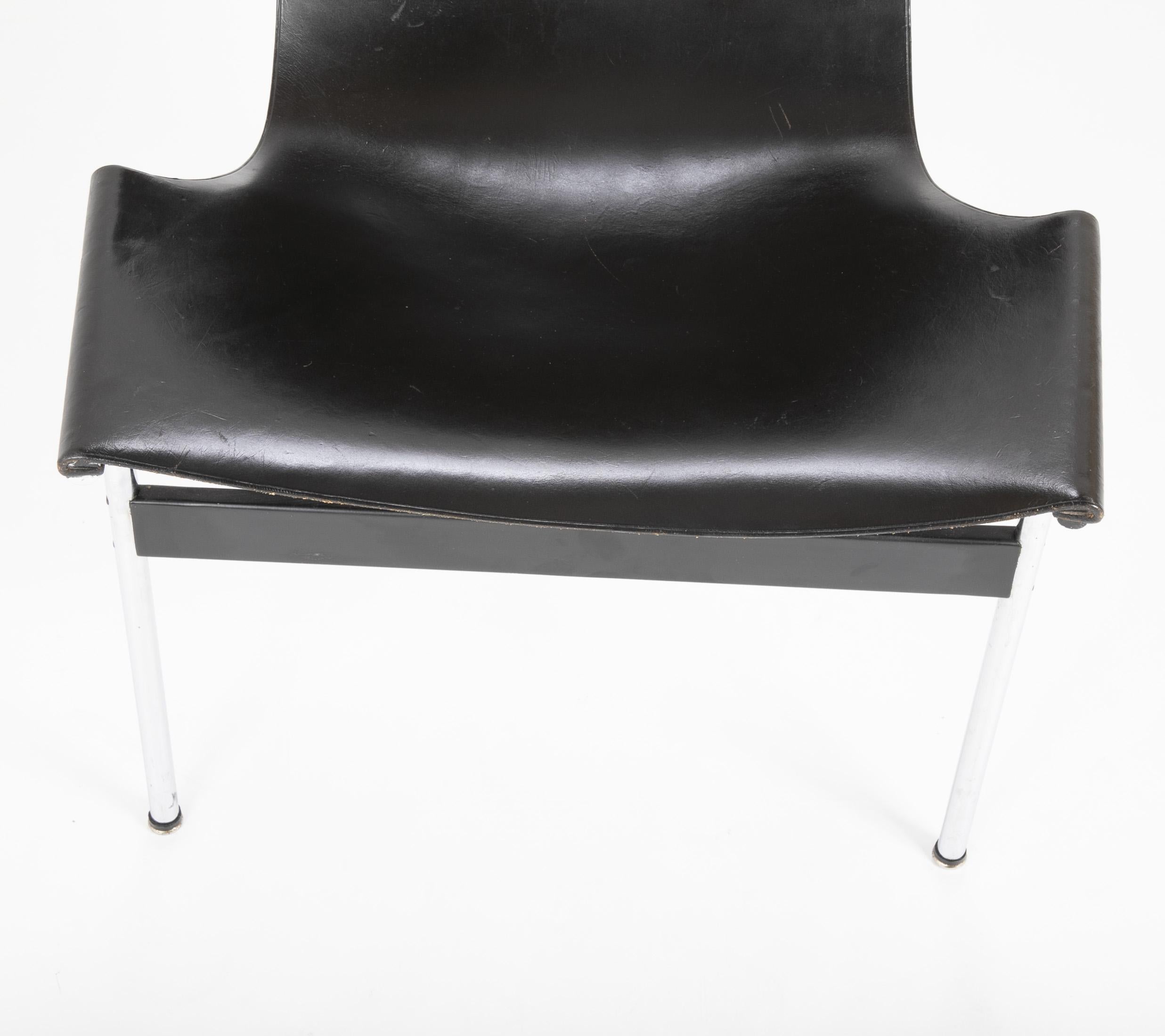 Leather Set of Six T Dining Chairs Designed by Katavolos & Littell & Kelley For Sale