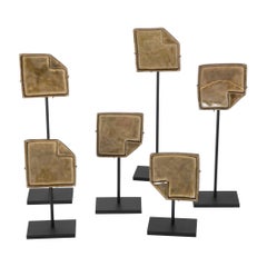 A Set of Six Takatori Ware Dishes Now Mounted